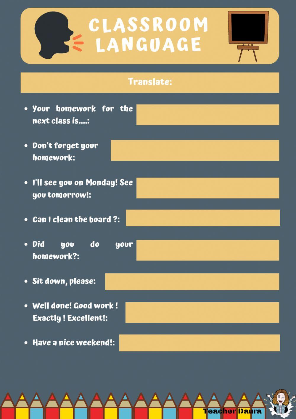 Classroom language Classroom language