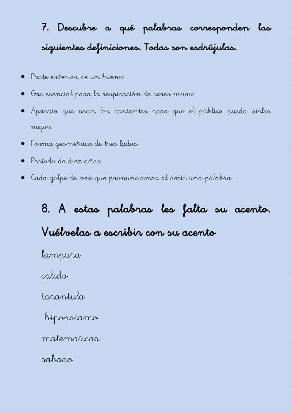 CASTELLANO: agudas, llanas y esdrújulas