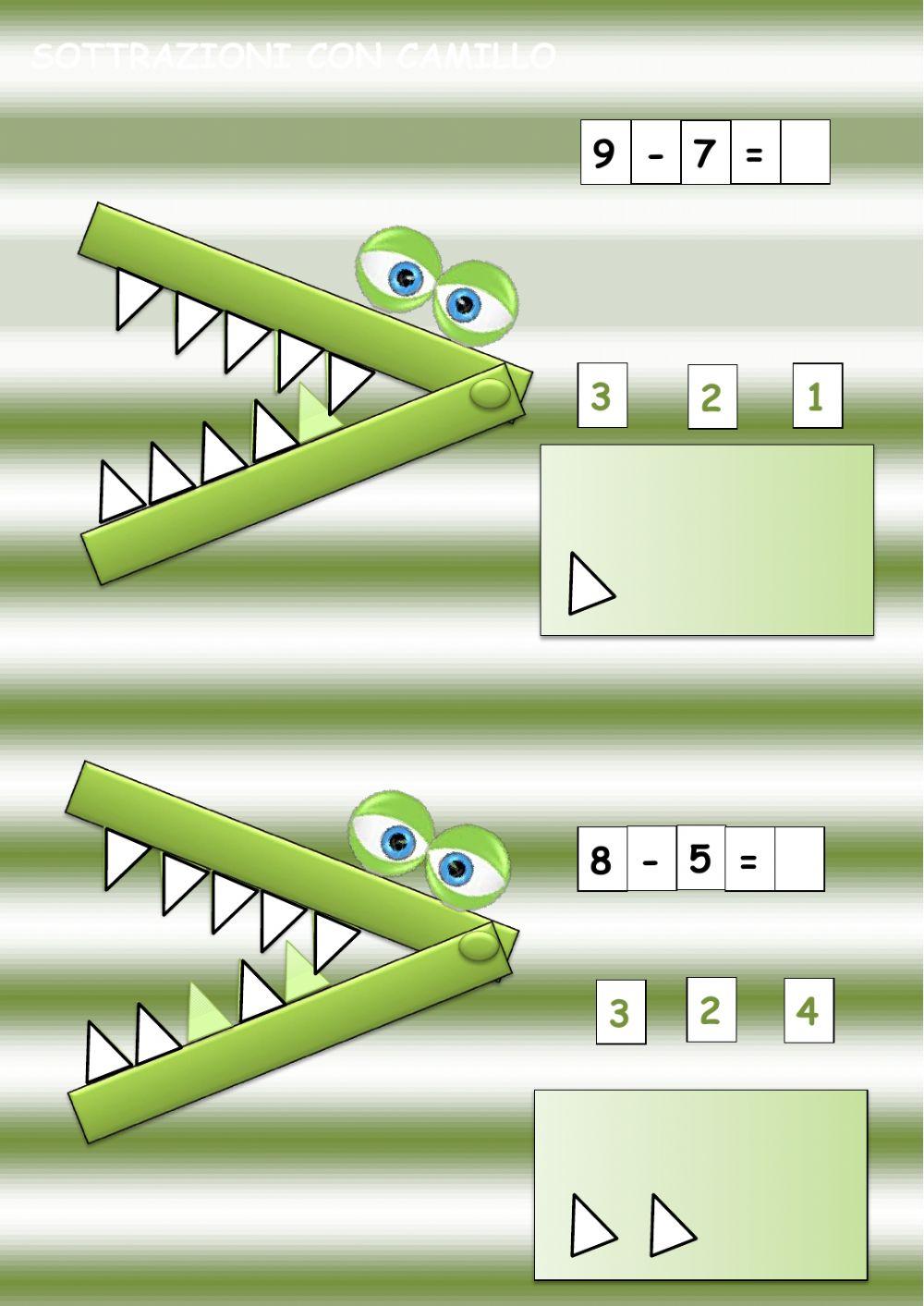 Addizioni e sottrazioni con il coccodrillo Camillo