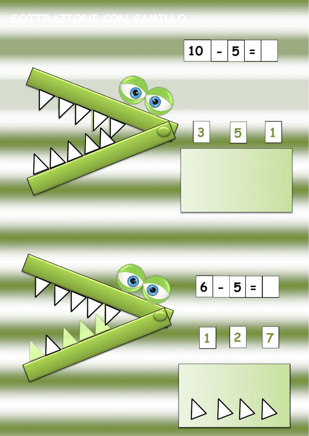 Addizioni e sottrazioni con il coccodrillo Camillo