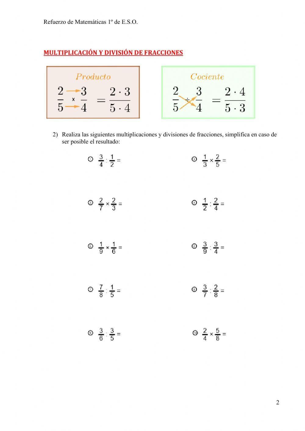 Operaciones con fracciones