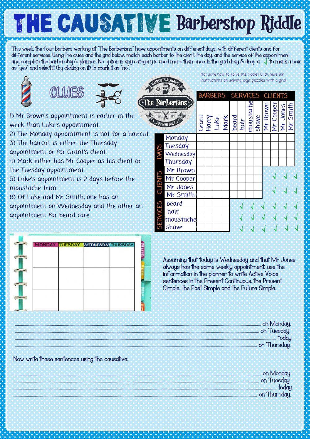 The Causative Barbershop Logic Puzzle
