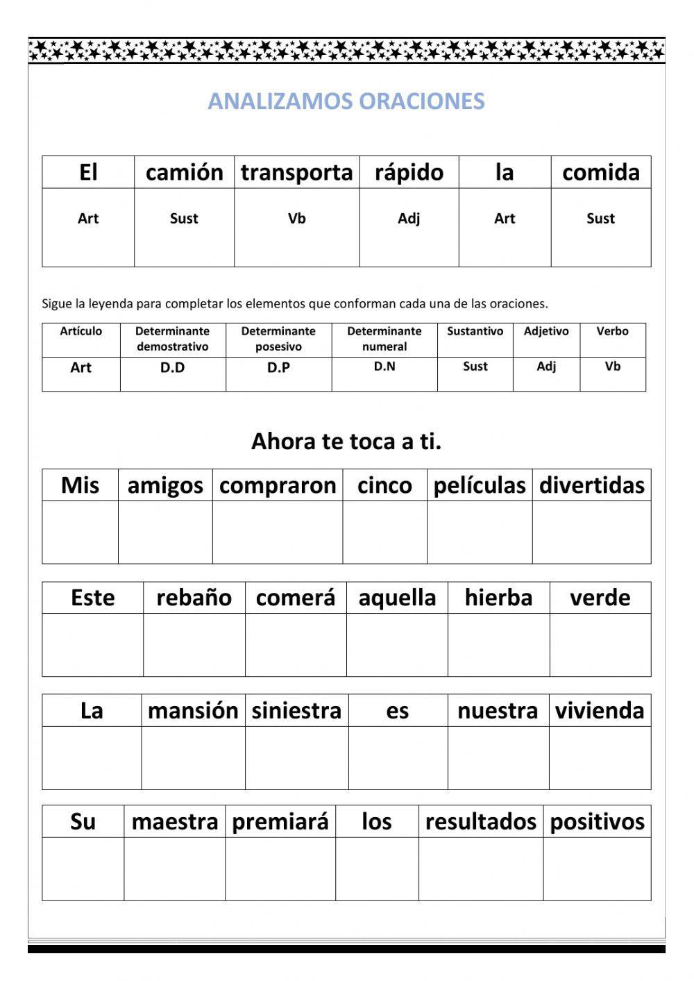 Analizamos oraciones.