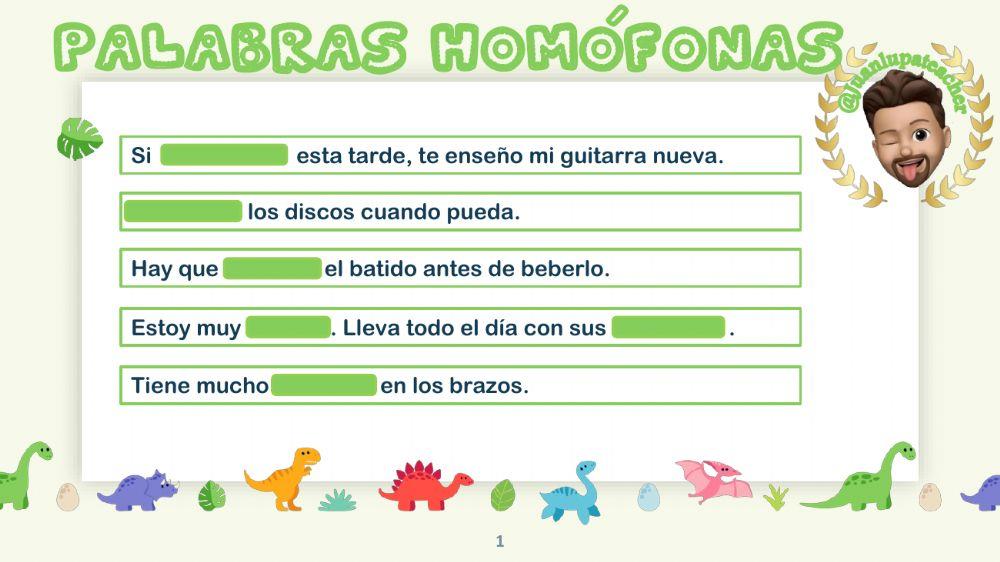 Palabras homófonas, siglas, acrónimos, clases de oraciones, palabras tabú y eufemismos