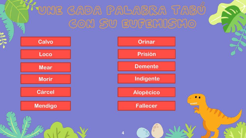 Palabras homófonas, siglas, acrónimos, clases de oraciones, palabras tabú y eufemismos