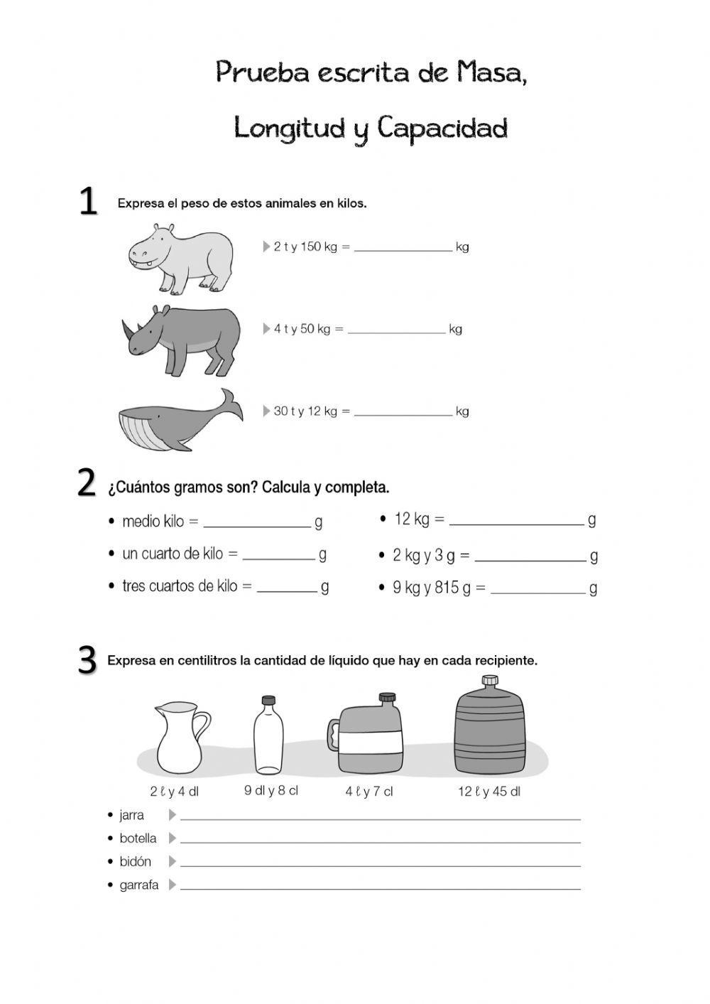Masa. longitud y capacidad