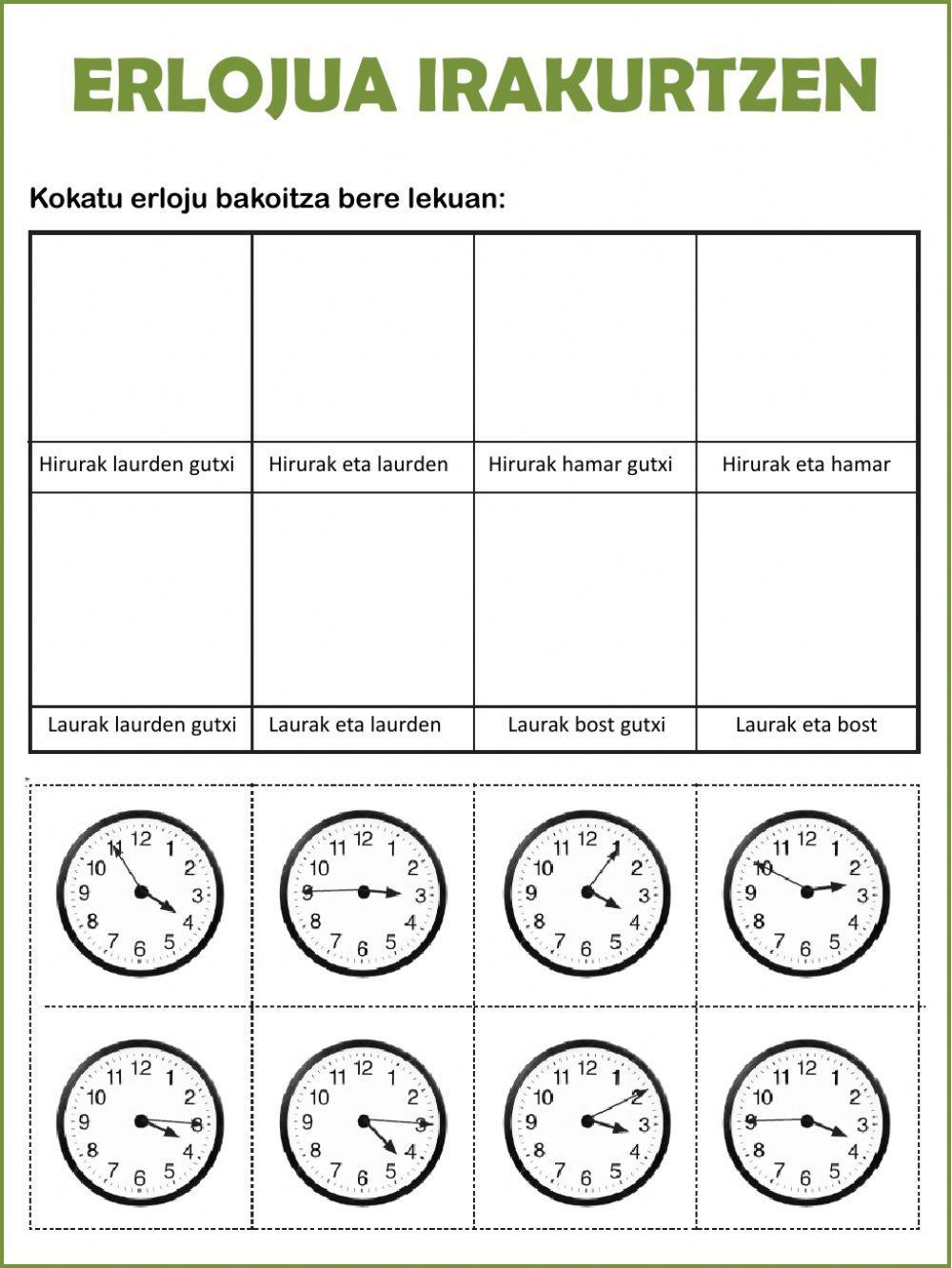 Erlojua irakurtzen