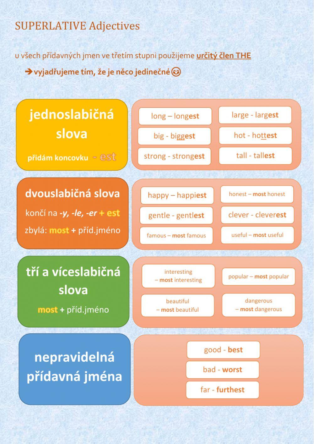 Superlative adjective theory for Chtech students