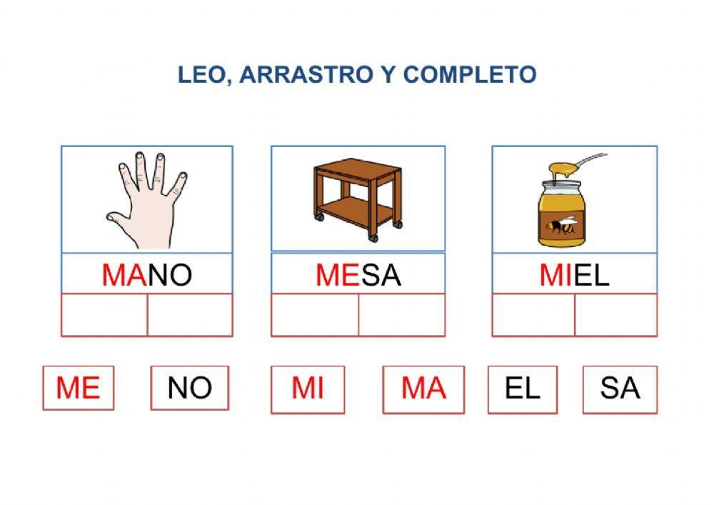 Palabras con ma me mi Palabras con ma me mi