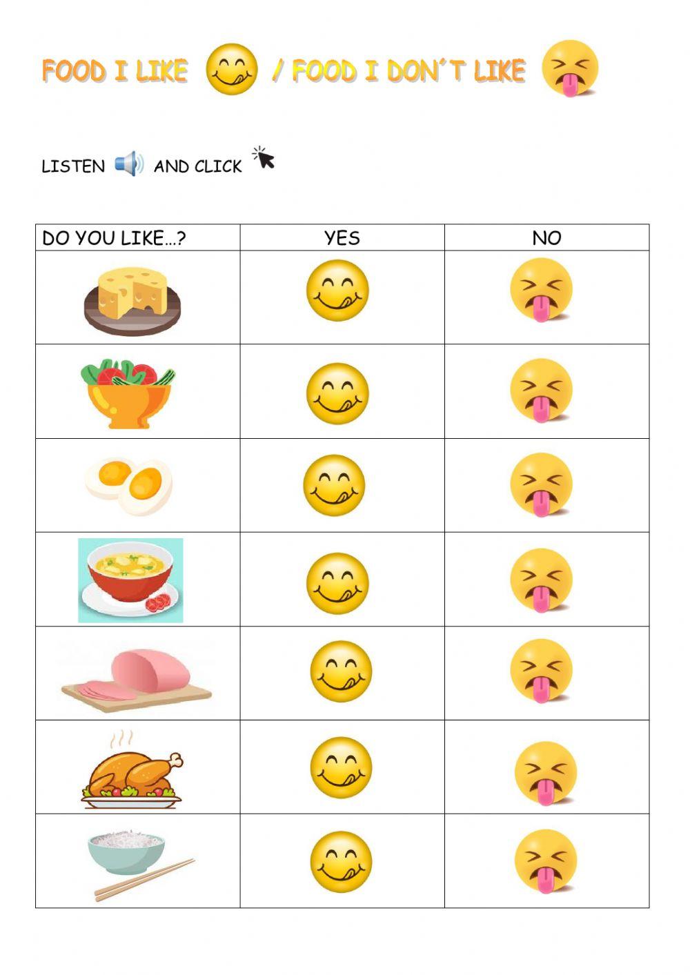 Food i likefood i don't like worksheet Live Worksheets