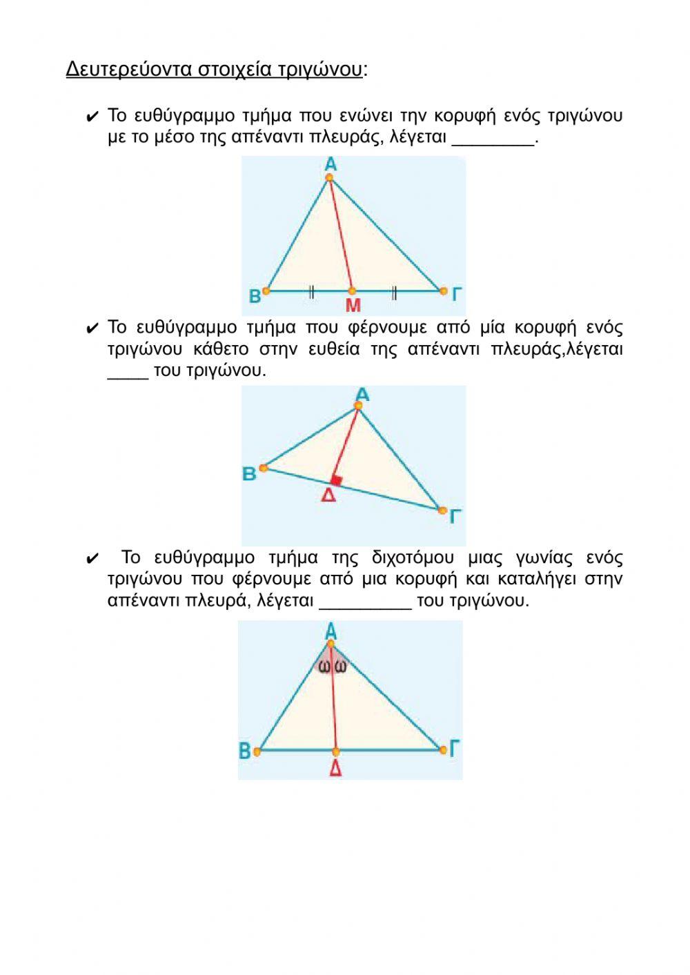 Στοιχεία Τριγώνου – Είδη Τριγώνων