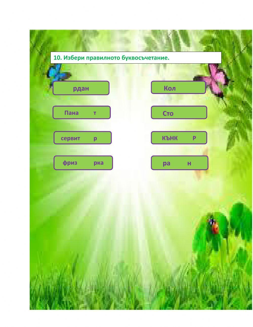 Изходно ниво     БЕЛ       2 клас