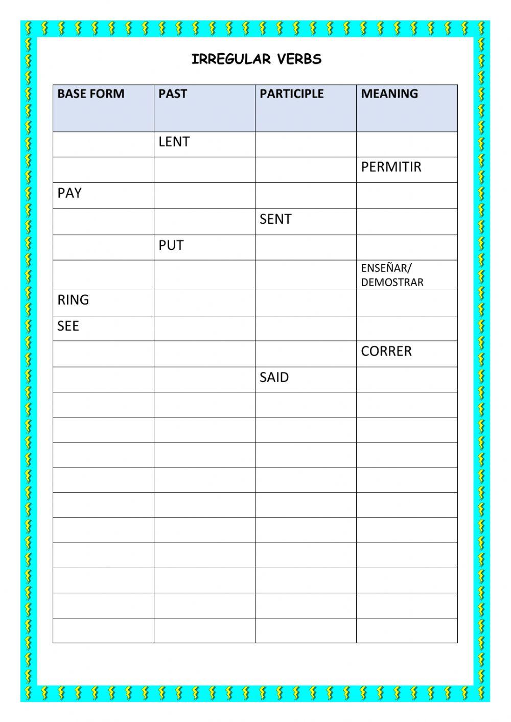 Irregular verbs term3 TEST 2