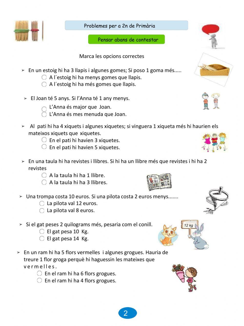 Problemes de càlcul mental