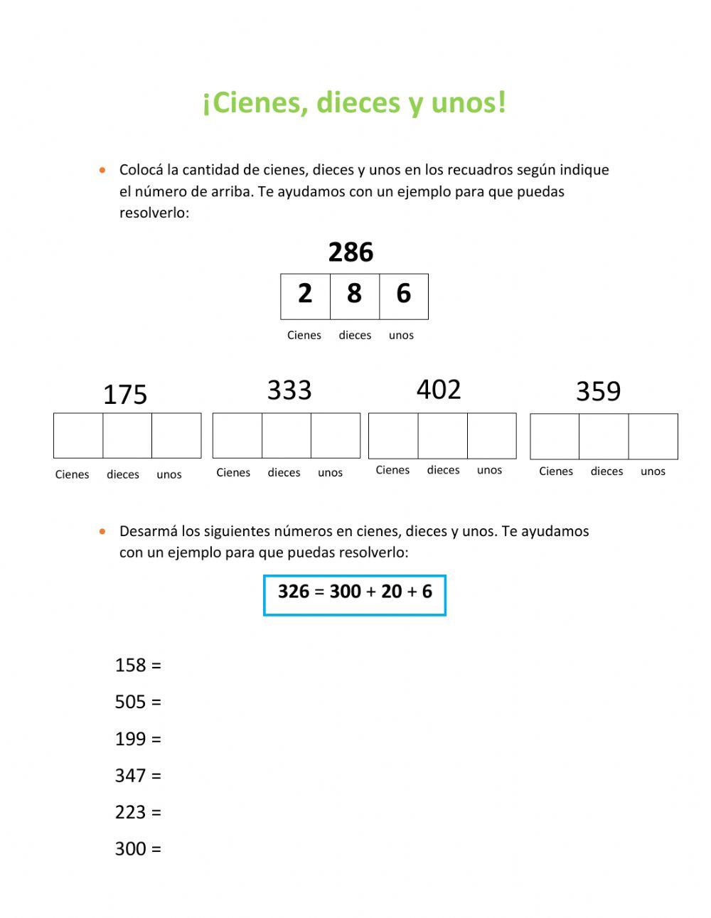 ¡Cienes, dieces y unos!