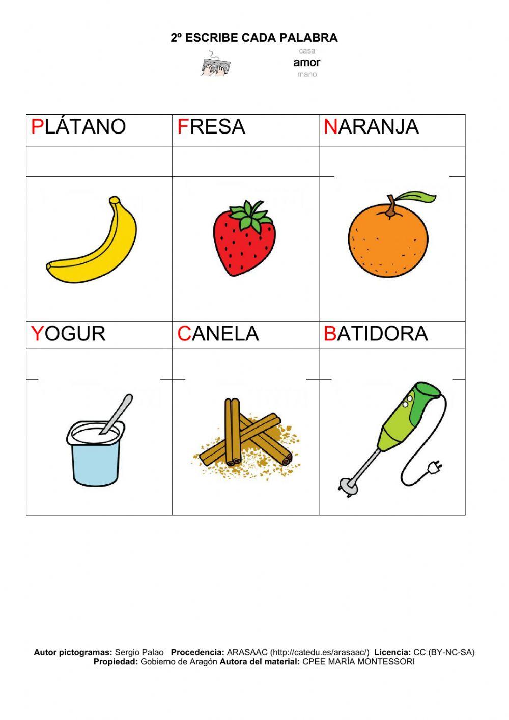Trabajamos las frutas y el vocabulario de la receta.