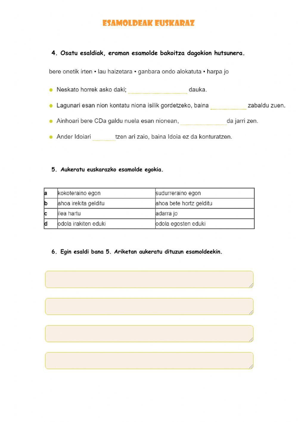 Esamoldeak Euskaraz