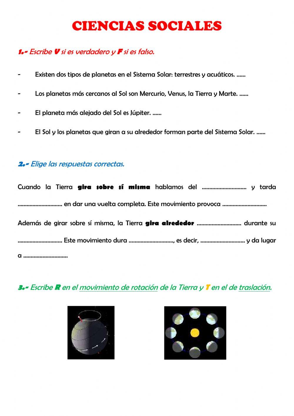 Repaso SISTEMA SOLAR