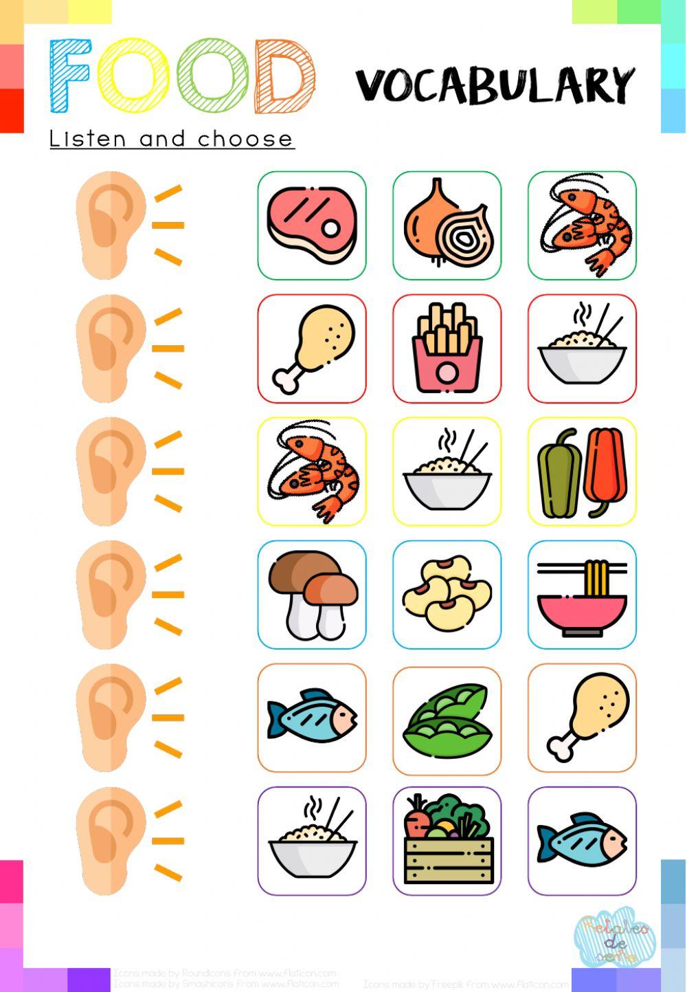 Listen and choose: Vocabulary food