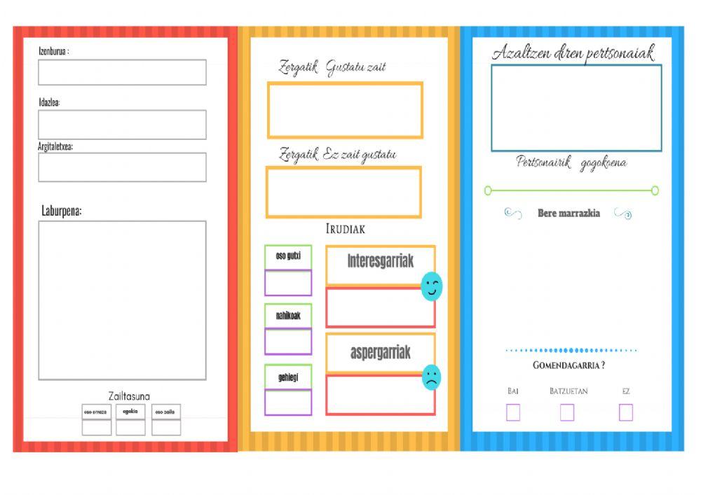 Liburuen irakur fitxa