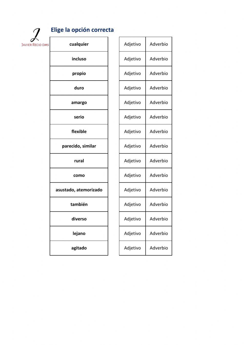 Adverbios o Adjetivos J1