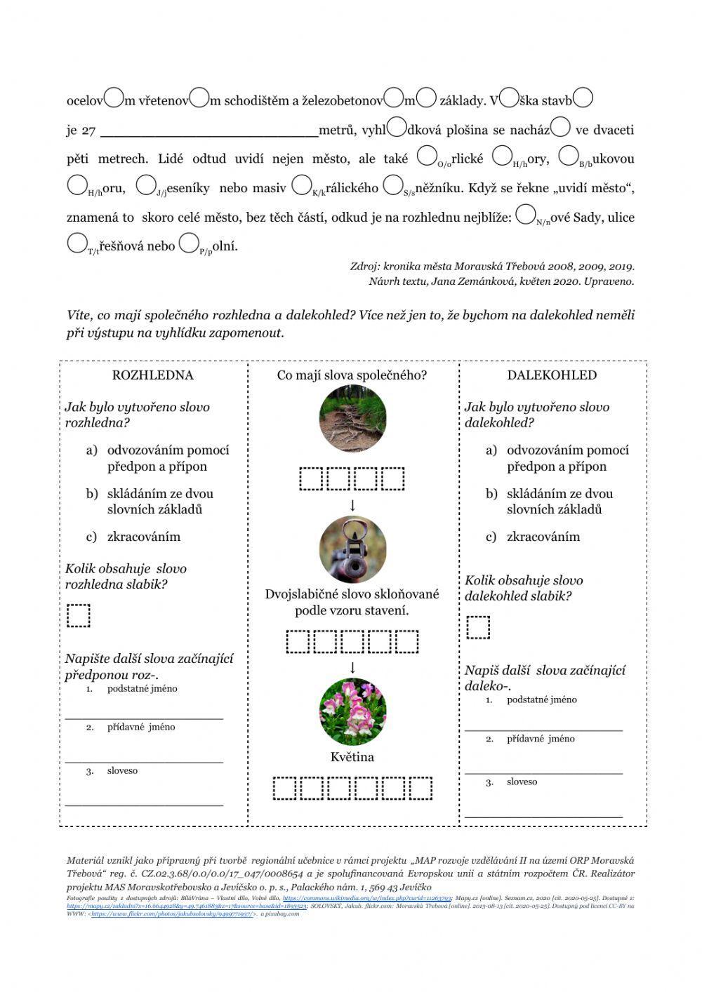 Pravopis a slovotvorba: Moravská Třebová - rozhledna Pastýřka (místně ukotvené učení)