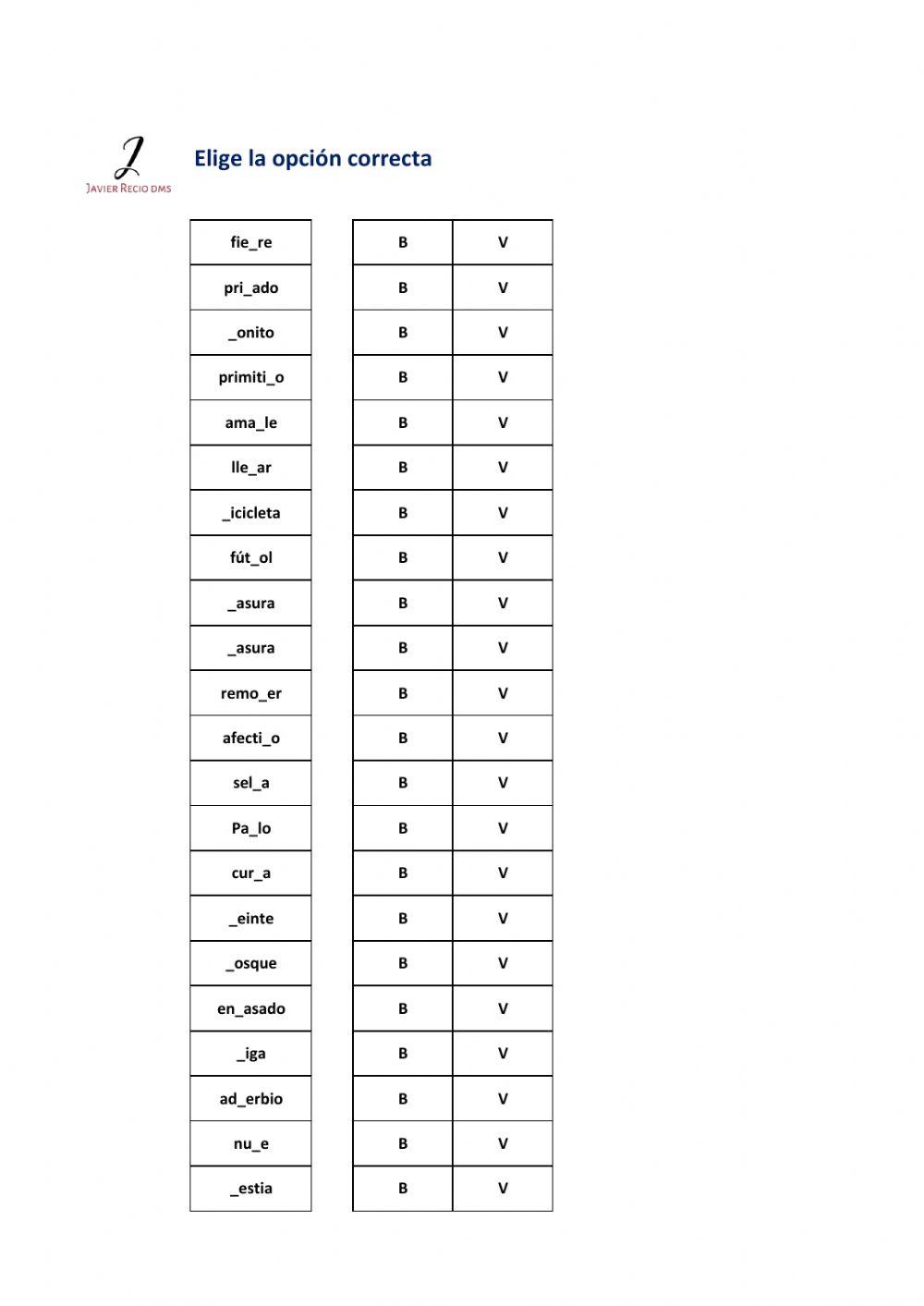 Ortografía b y v L1