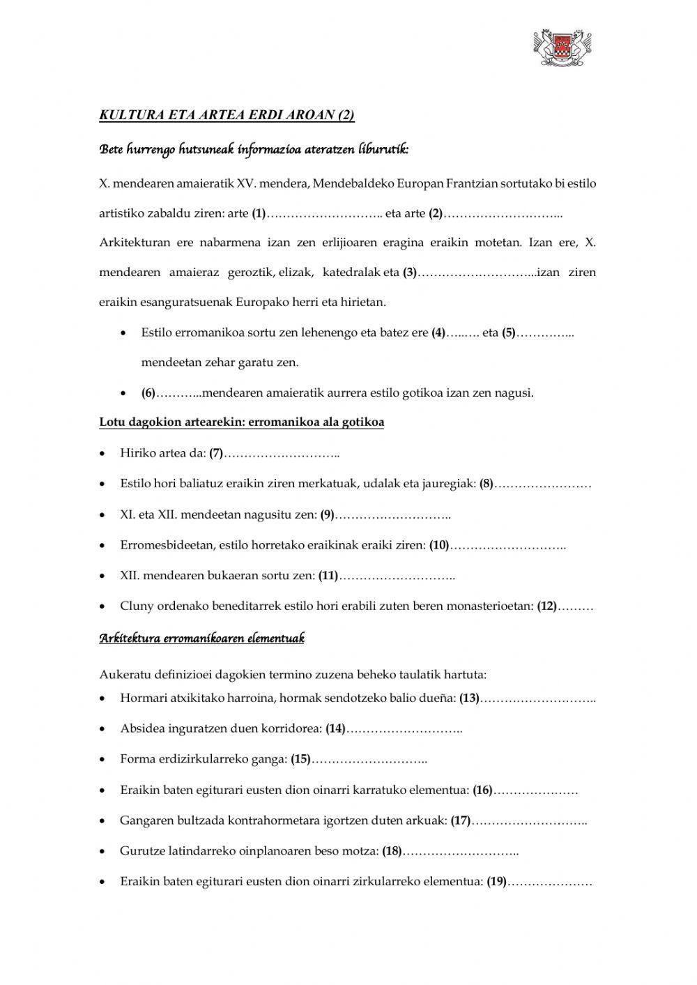 (DBH 2) Kultura eta artea Erdi Aroan (2)