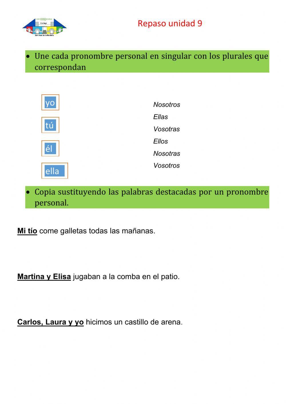 Pronombres personales y palabras mp-mb