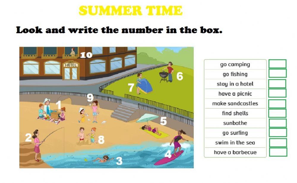 Summer time vocabulary