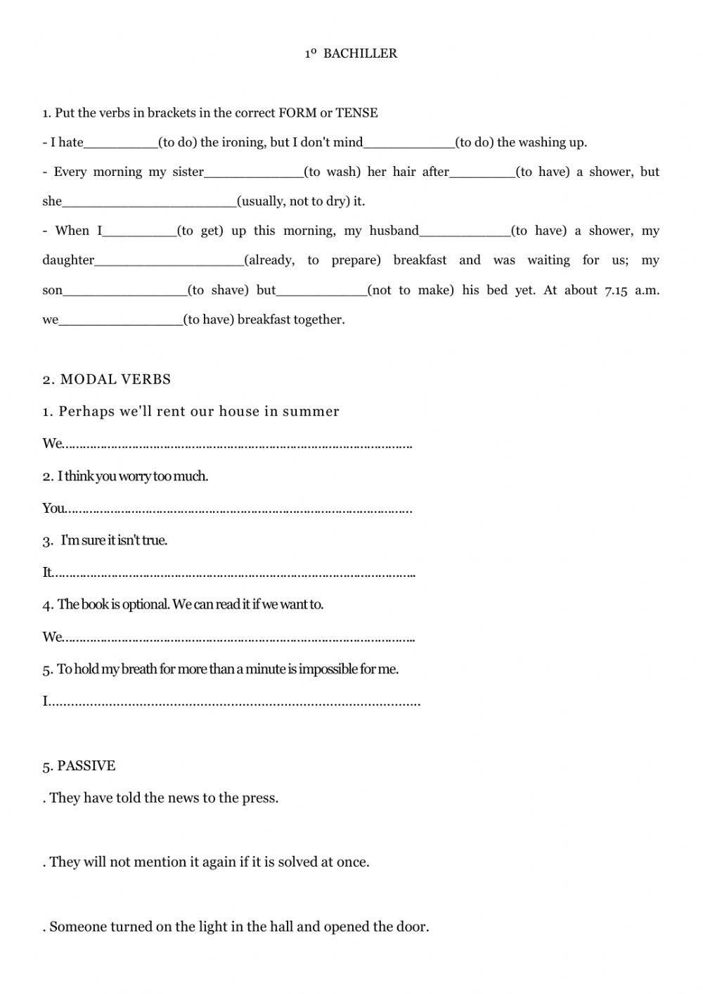 Exercises 1º bachiller