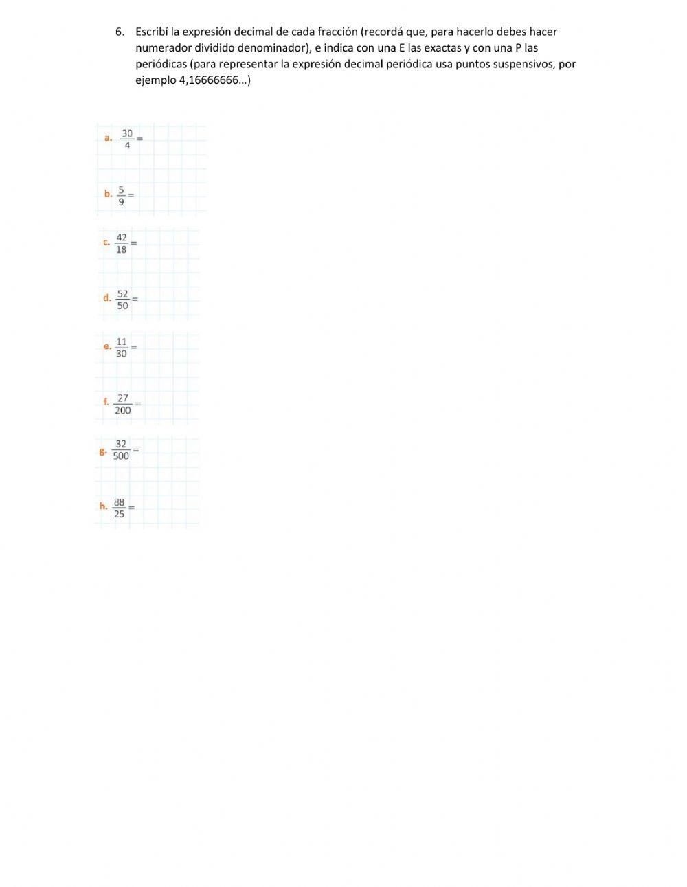 Fracciones y expresiones decimales