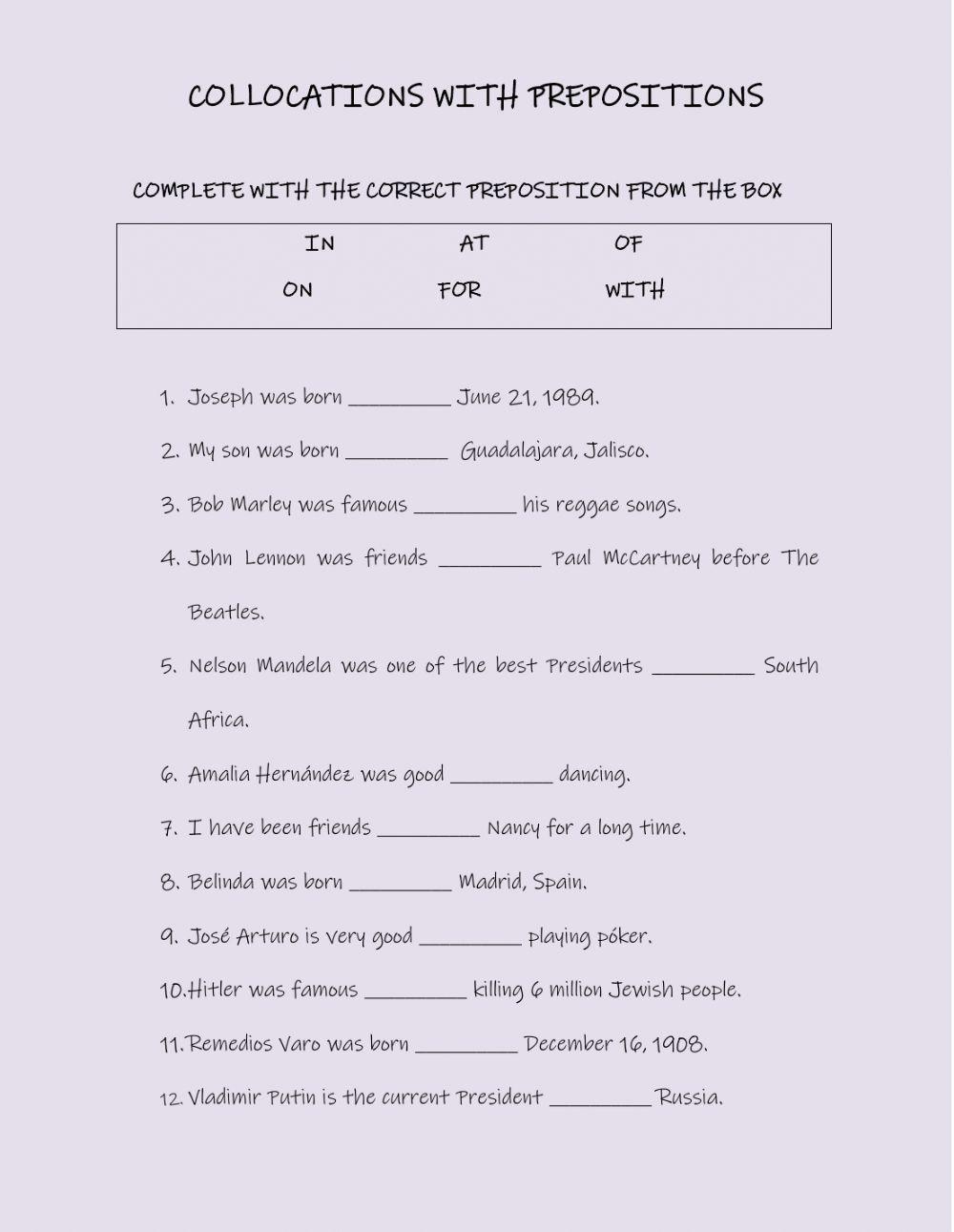 Collocations with prepositions