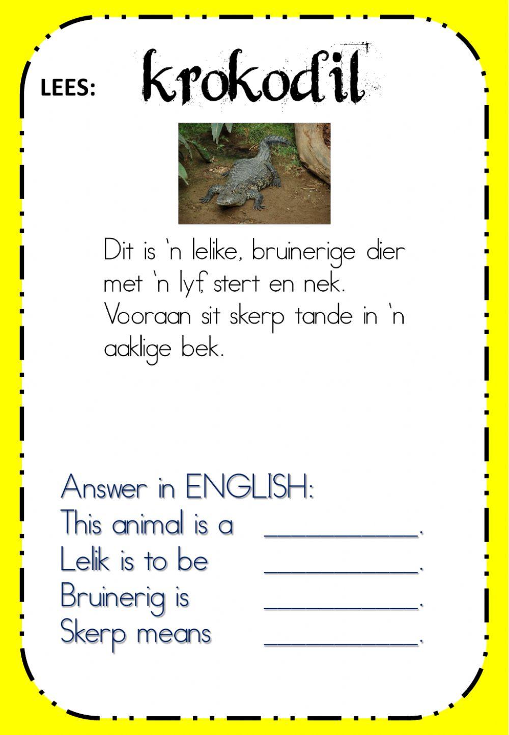 Afrikaans W15 Wednesday - Translation
