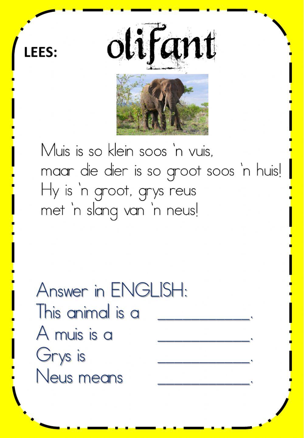 Afrikaans W15 Wednesday Translation Worksheet Live, 57 OFF