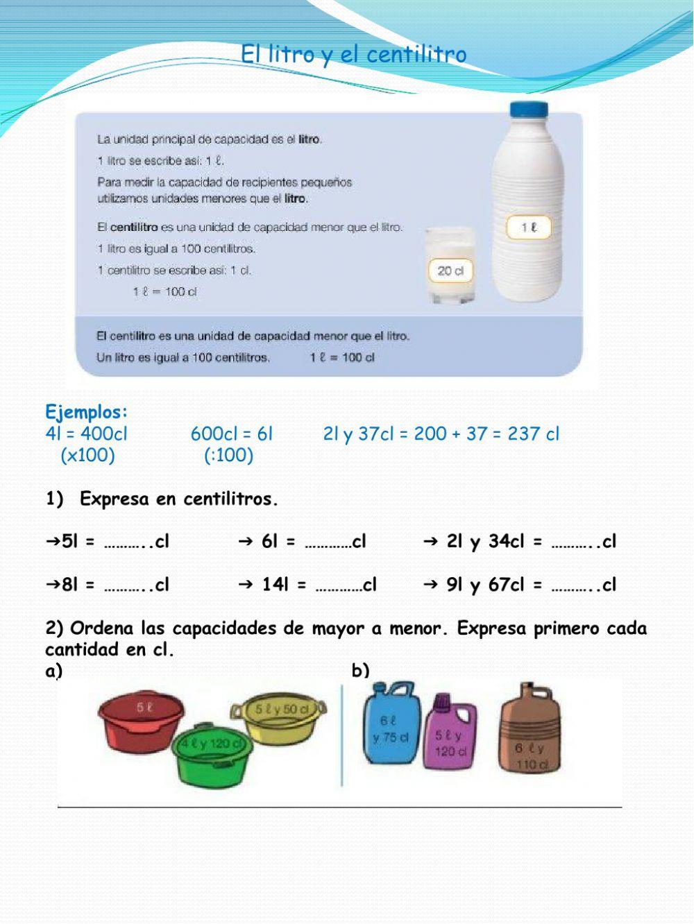 El litro y el centilitro