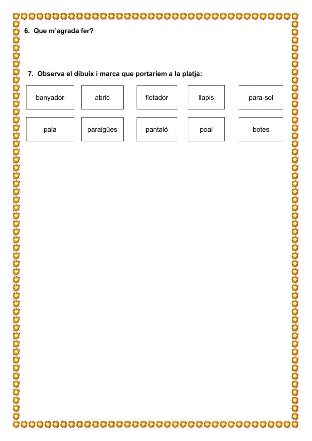 Comprensió lectora LA PLATJA