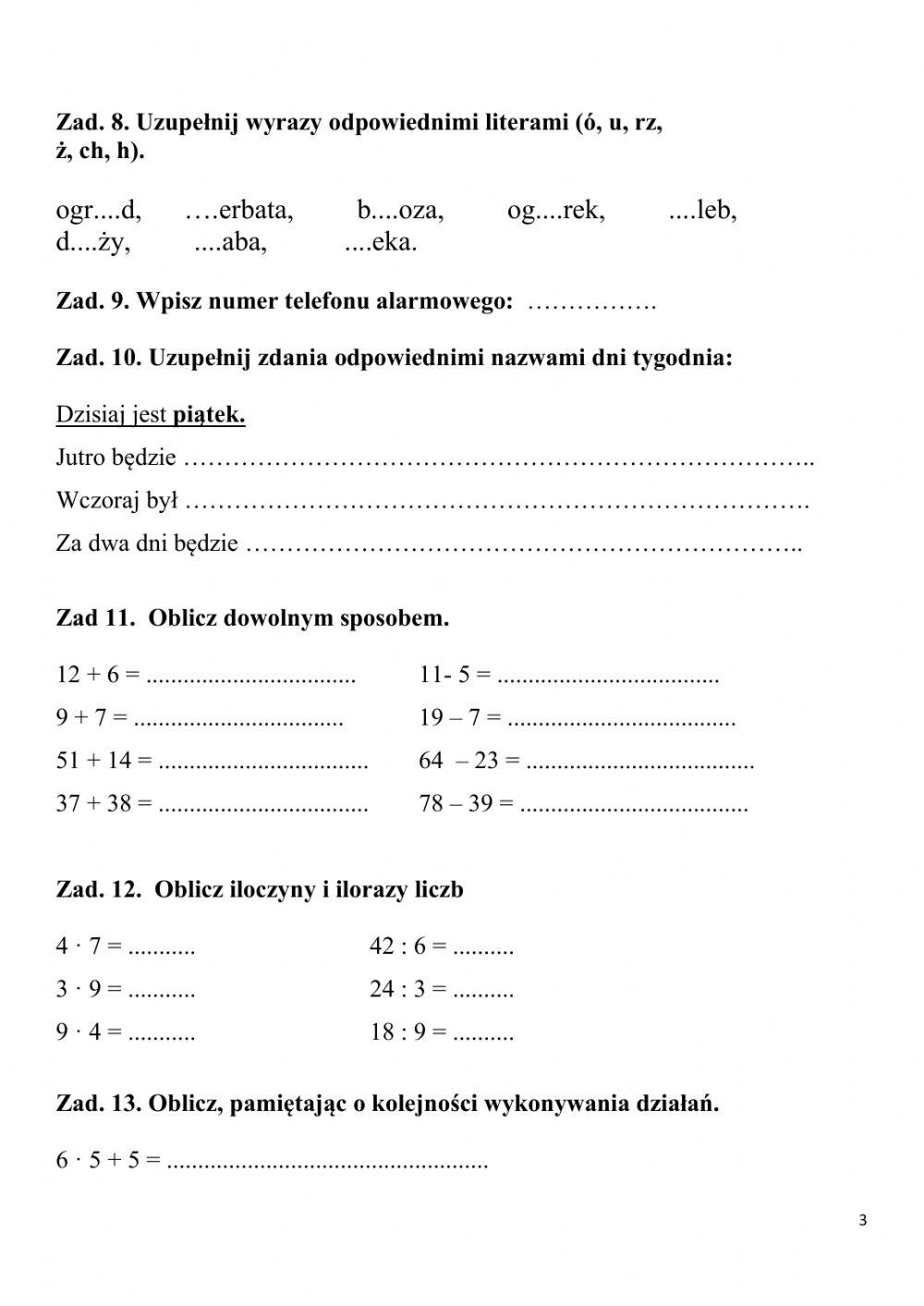 Test sprawdzajacy dla klasy 2