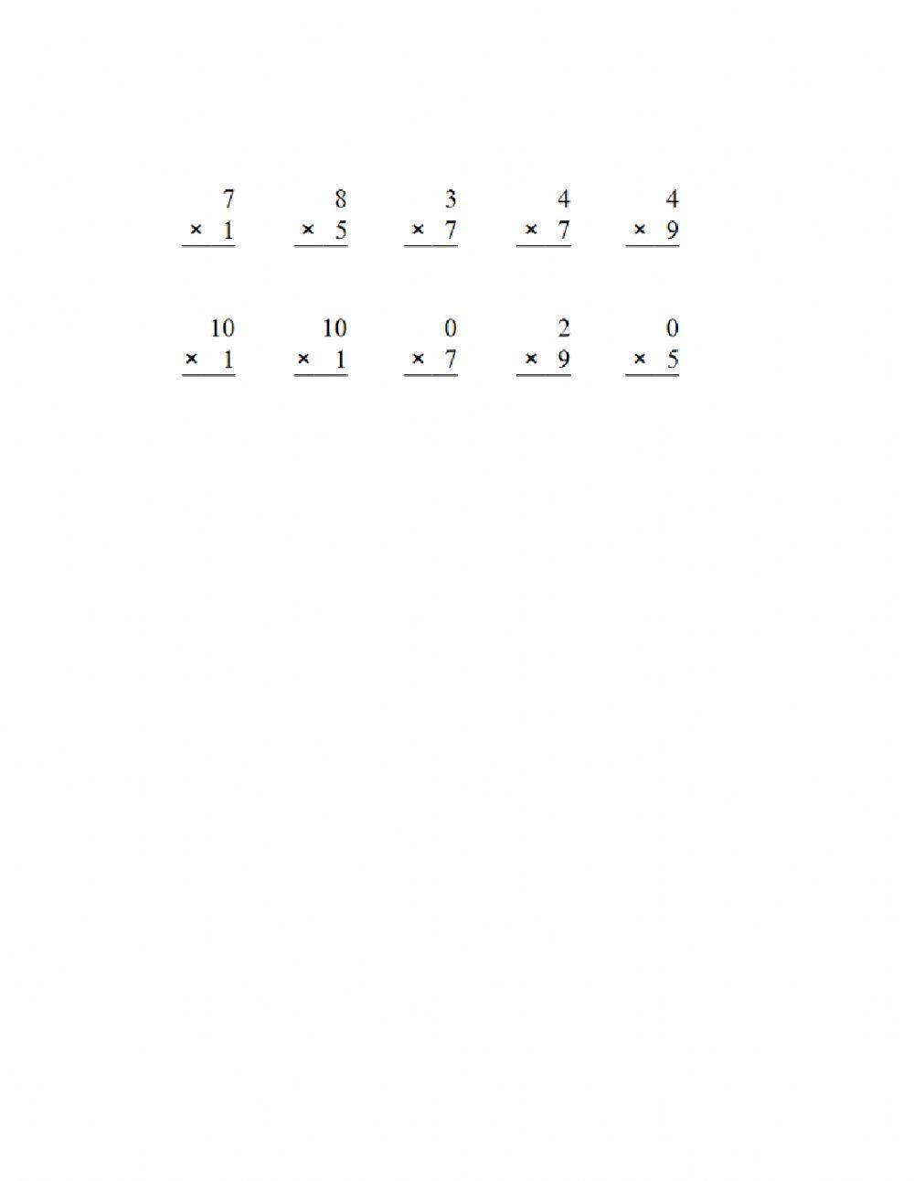 Single digit multiplication 1