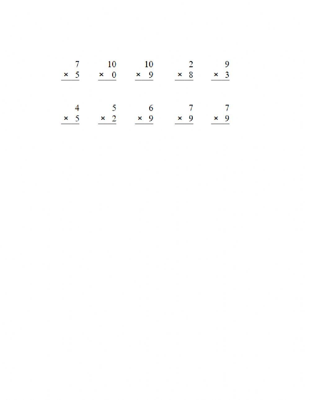 Single digit multiplication 2
