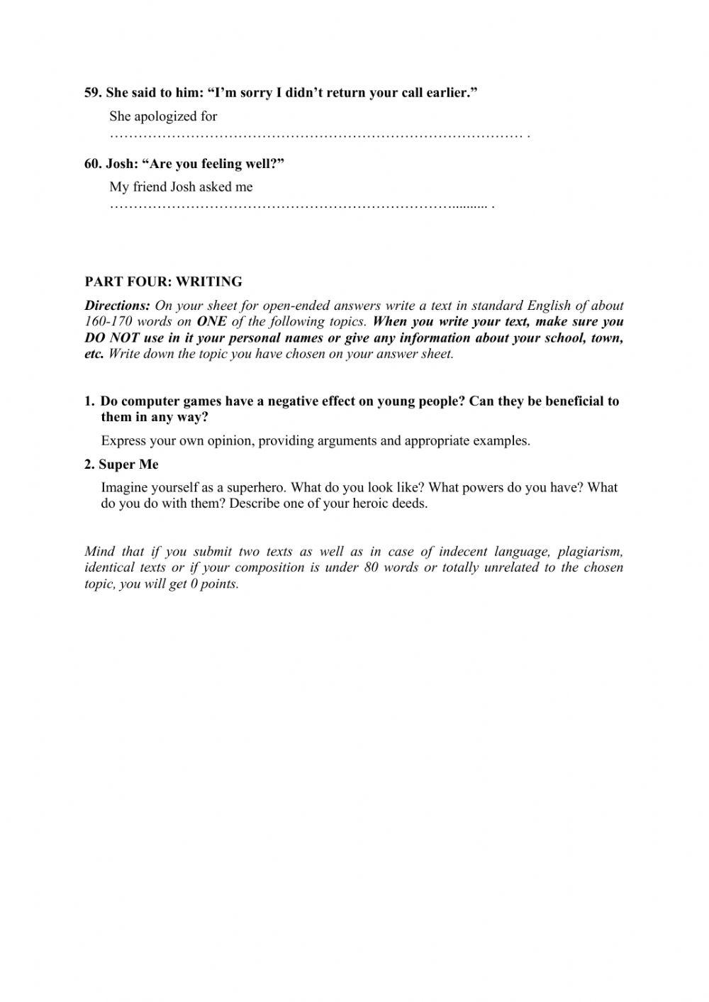 English State Exam Preparation TEST 22 MODULE 3