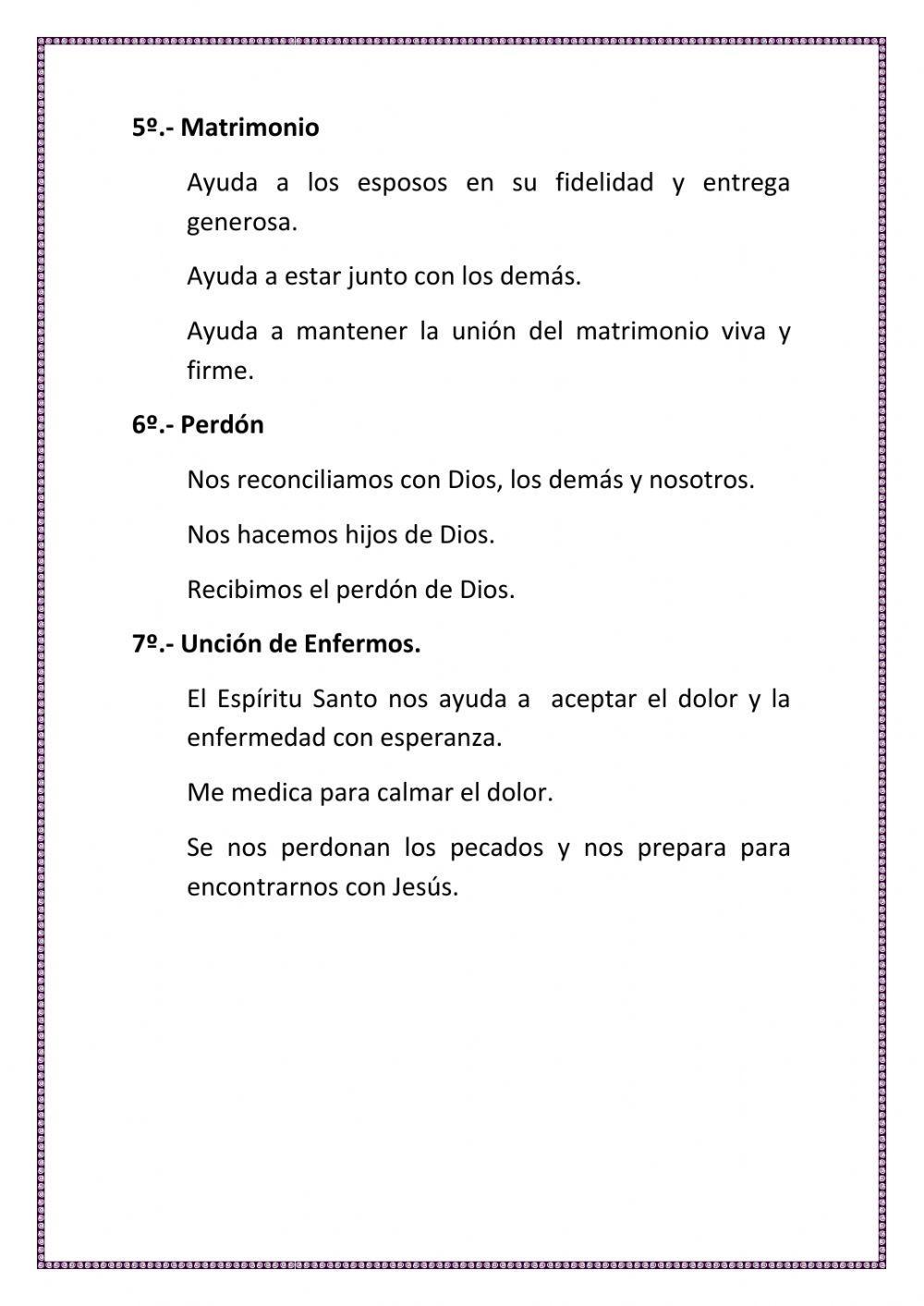 Sacramentos opciones