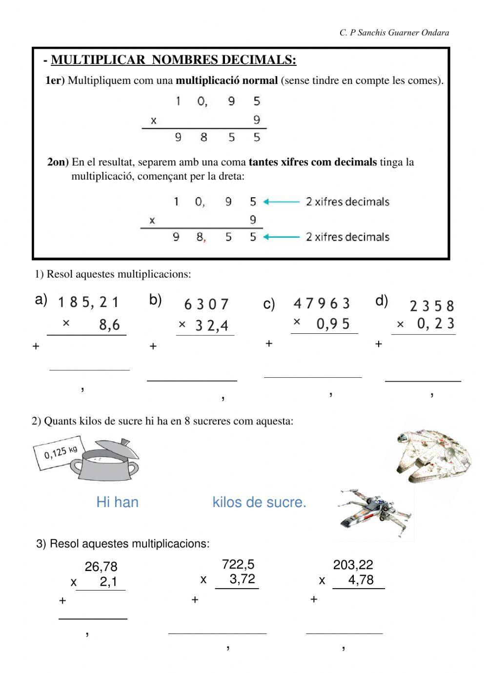 Mates 6é - Decimals - multiplicacions