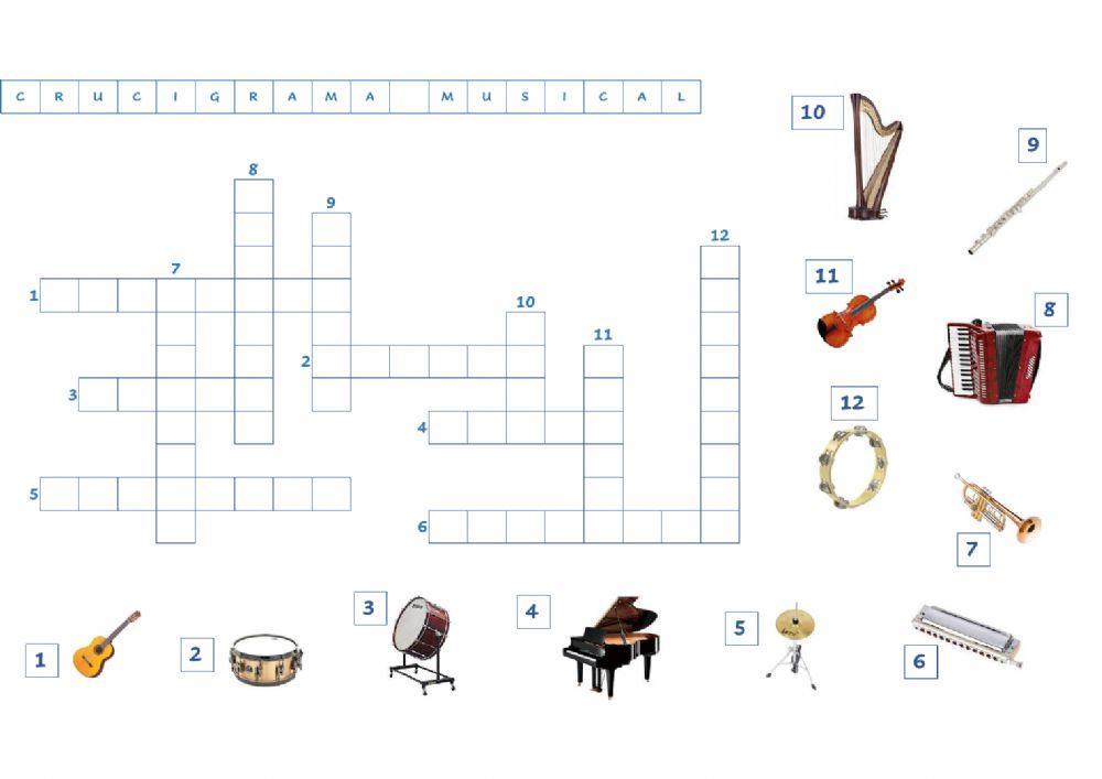 Crucigrama instrumentos musicales