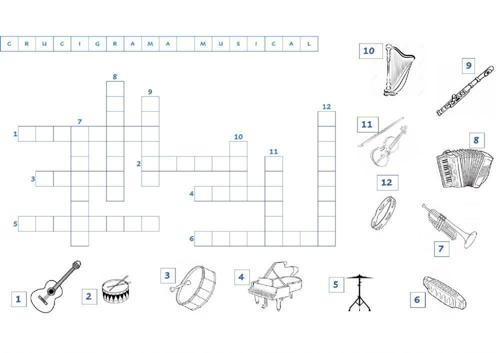 Crucigrama instrumentos musicales