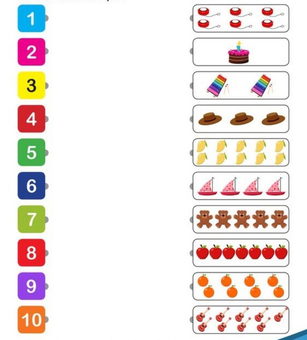 Cuenta los objetos y unelos con la flecha