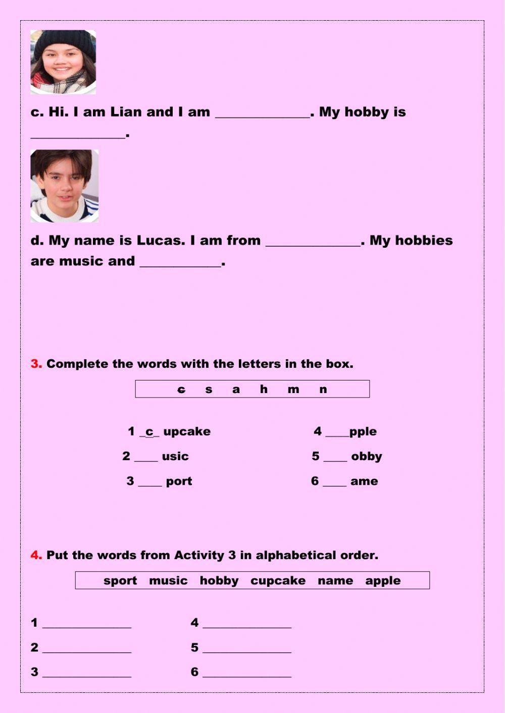 Activities from One to Five