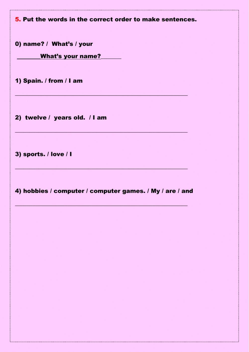 Activities from One to Five