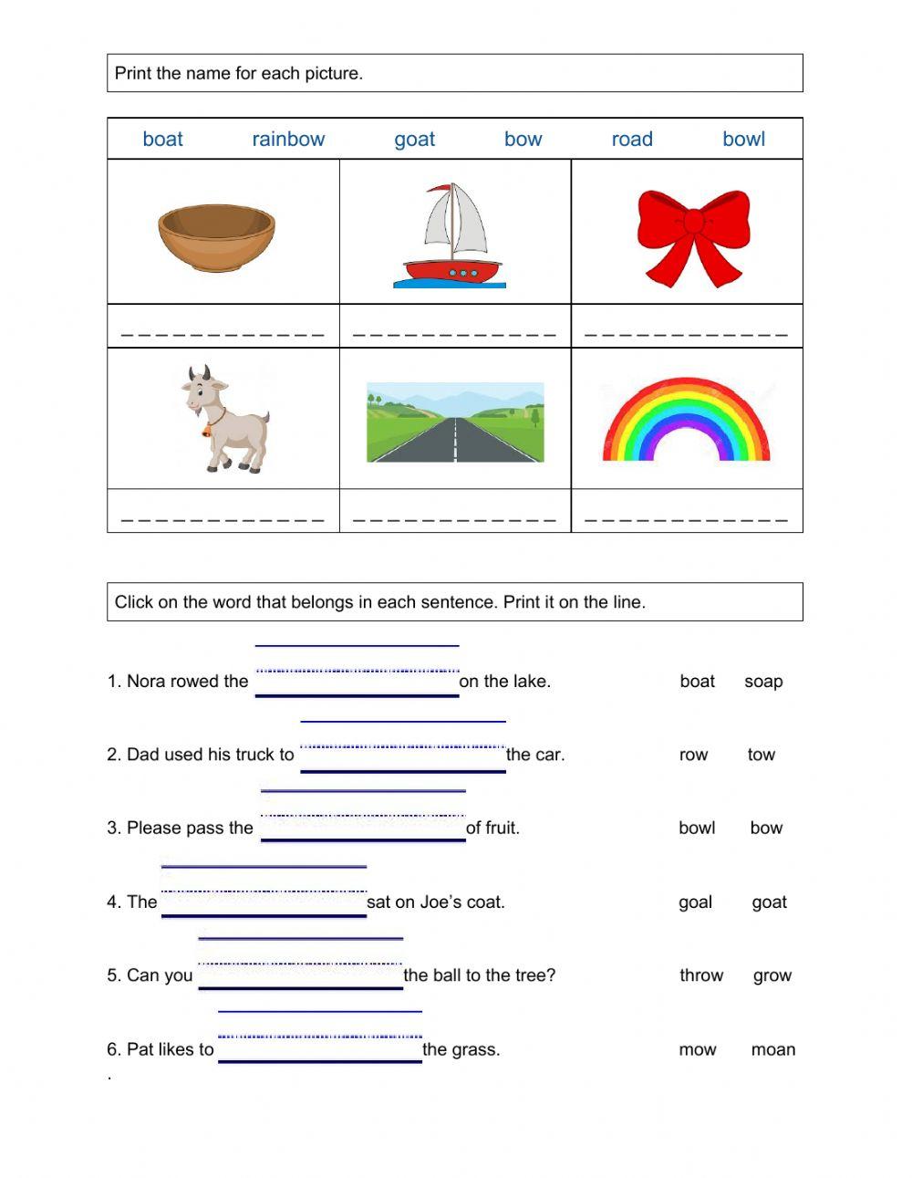 Phonics - Regular Double Vowels ie-oe-ow-oa Phonics - Regular Double Vowels ie-oe-ow-oa