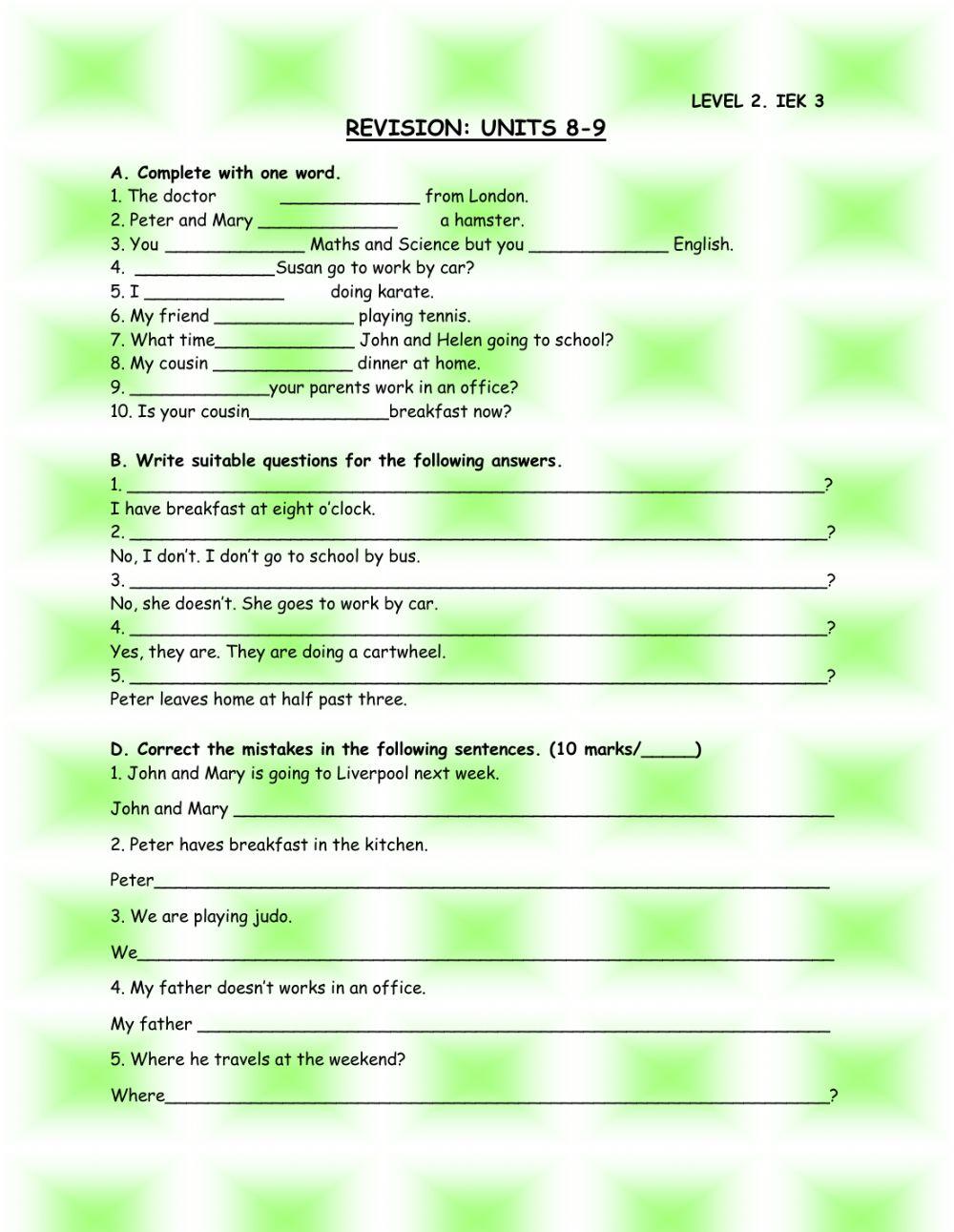 IEK3 Revision Units 8 and 9